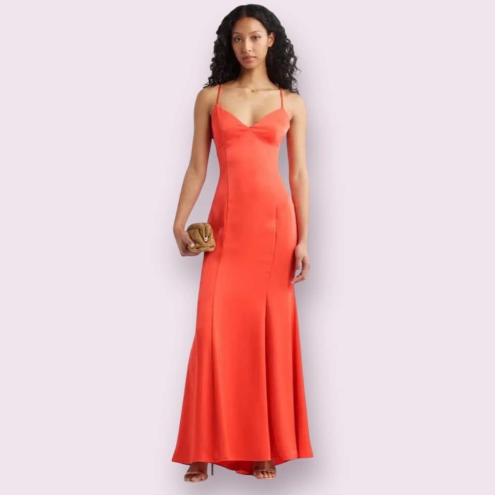 BP. Tie Back Satin Gown in Red Bittersweet